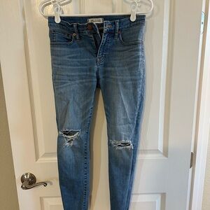 Madewell Blue Skinny Distressed Jeans